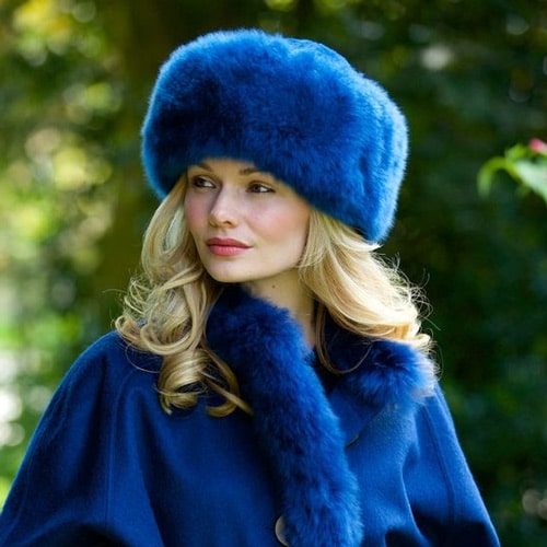 Cobalt Blue Sumac Luxury Alpaca Fur Hat