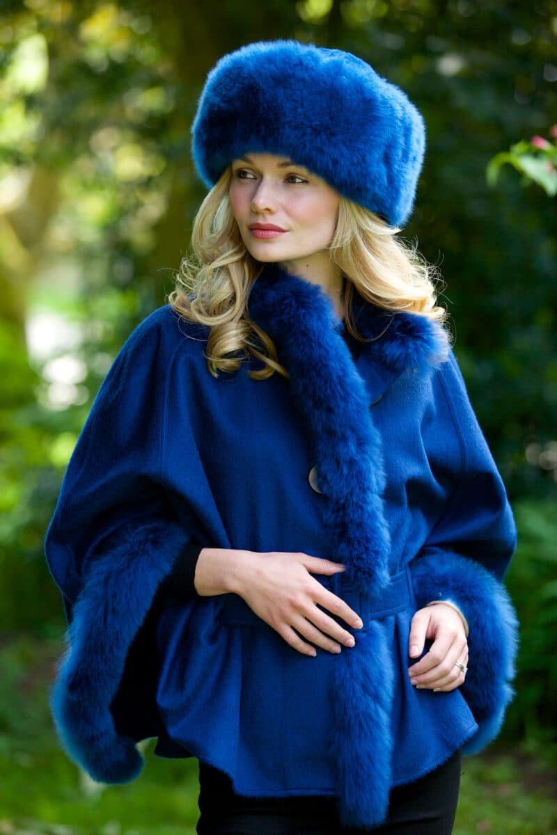 Cobalt Blue Fur Trimmed Jacket