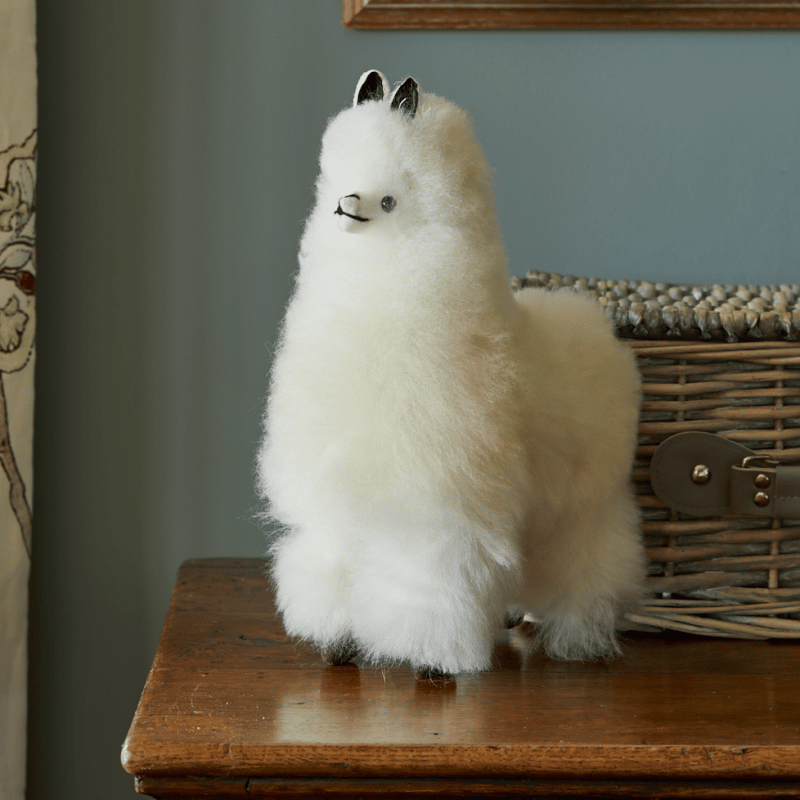 Baby Alpaca Fur Toy – Marbled White